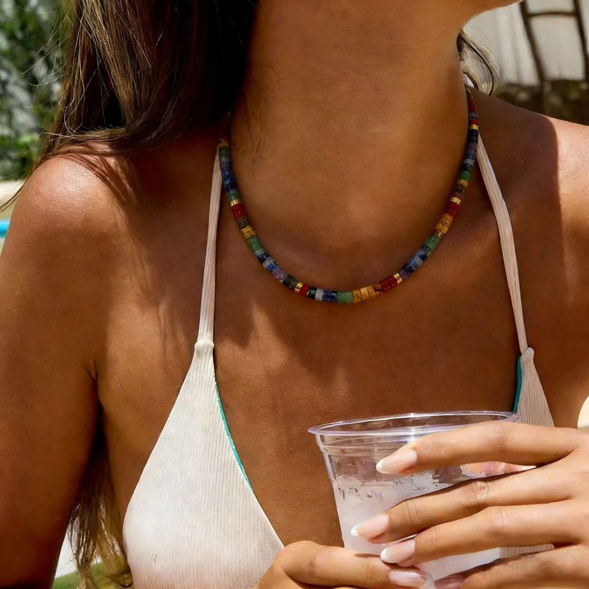 Boho Rainbow Stone Beaded Necklace