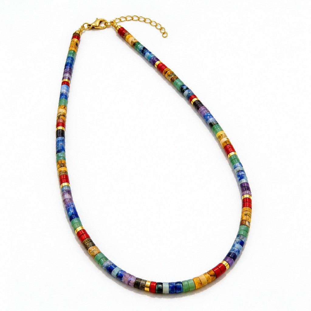 Boho Rainbow Stone Beaded Necklace