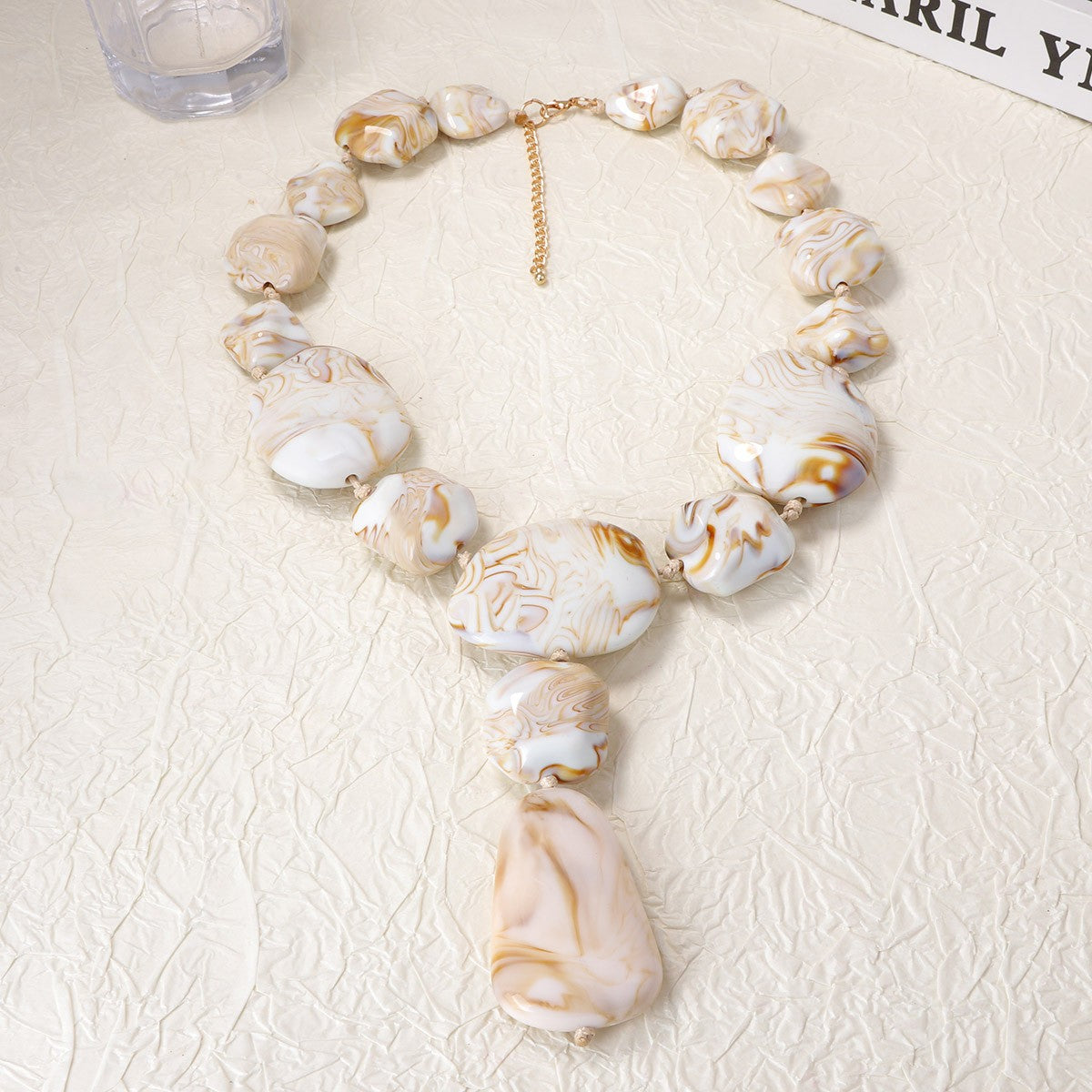 Boho Marbled Resin Necklace and Earring Set