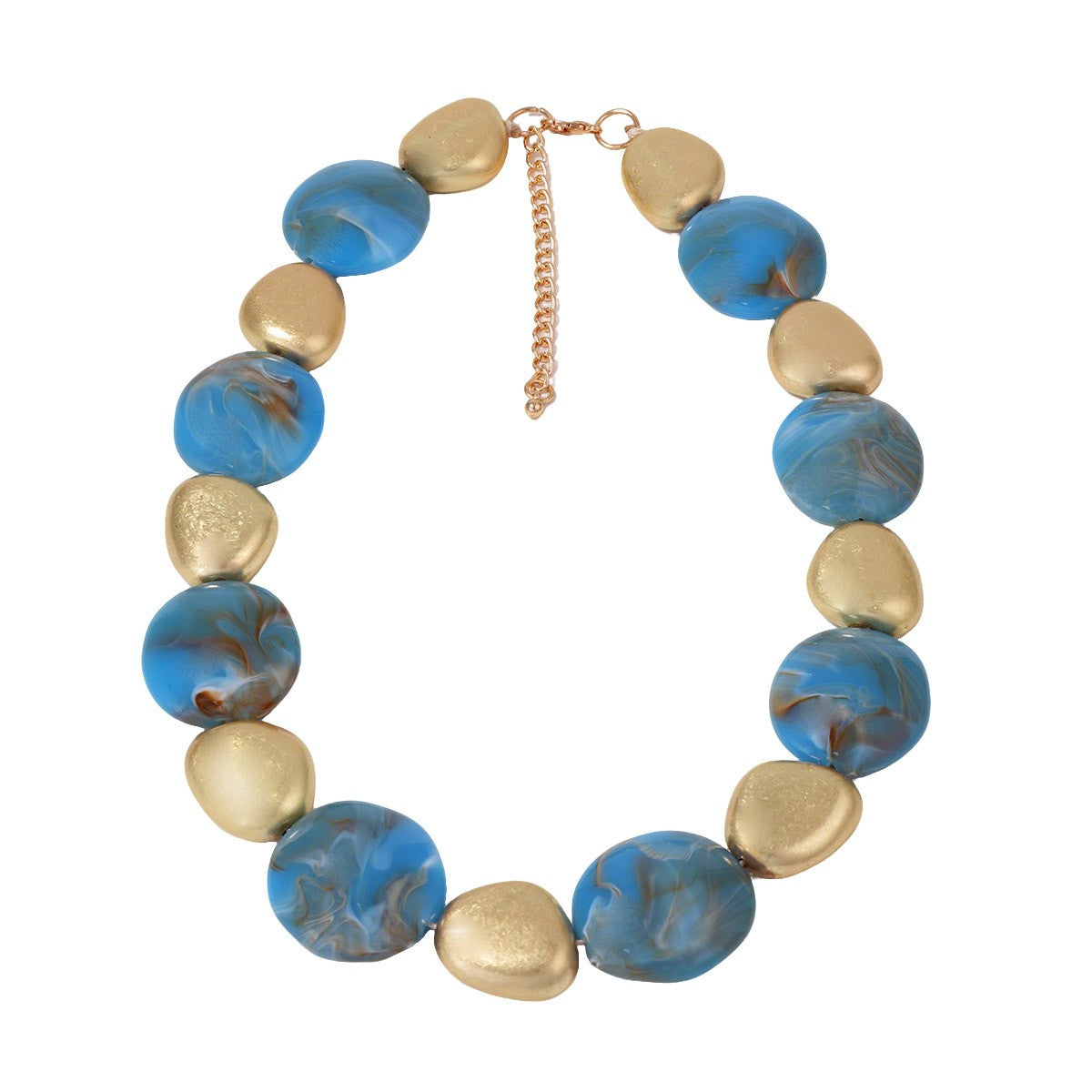 Boho Blue Geometric Resin Necklace & Earring Set