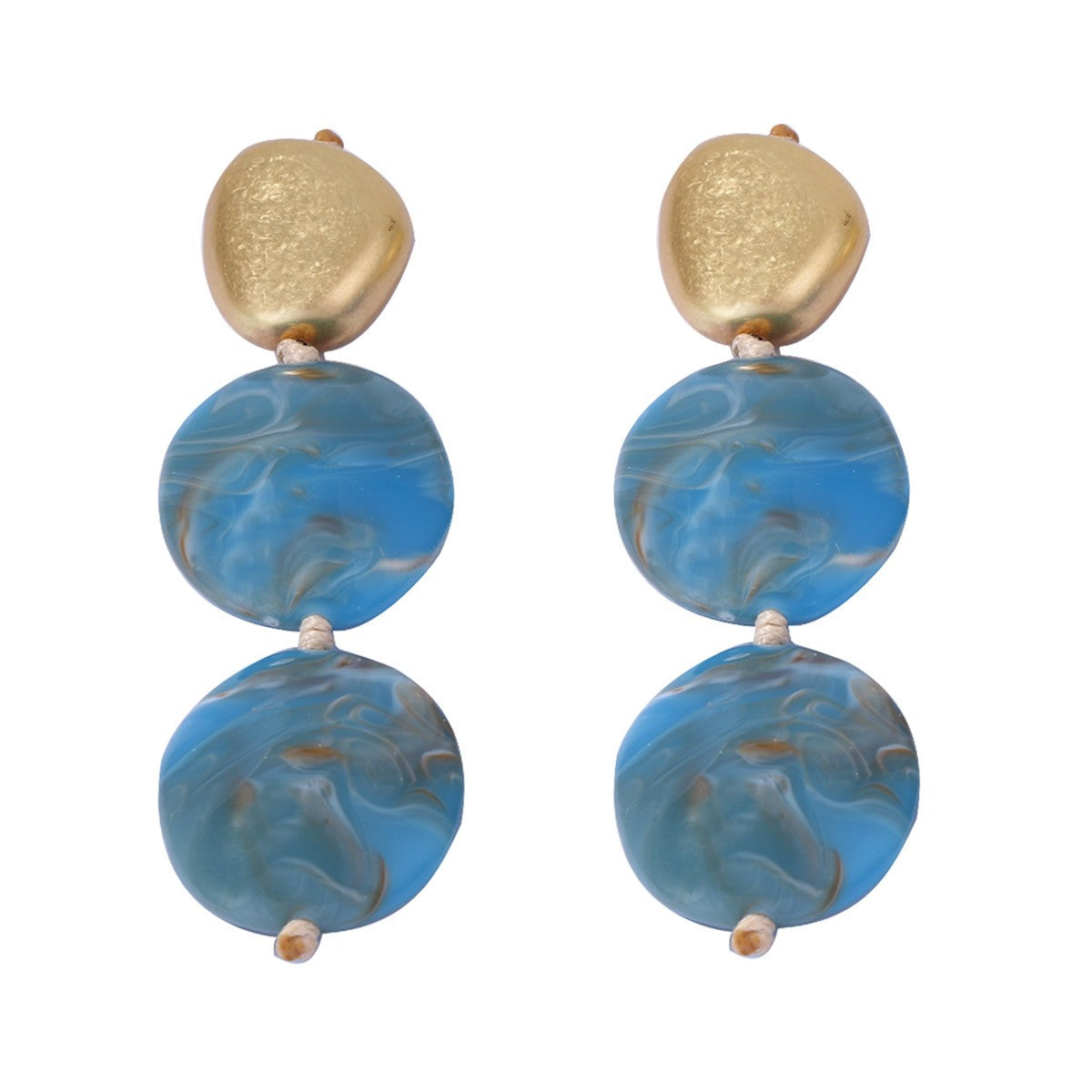 Boho Blue Geometric Resin Necklace & Earring Set
