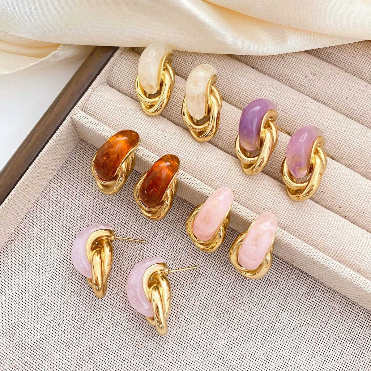 Classy Twisted Acrylic Hoop Earrings