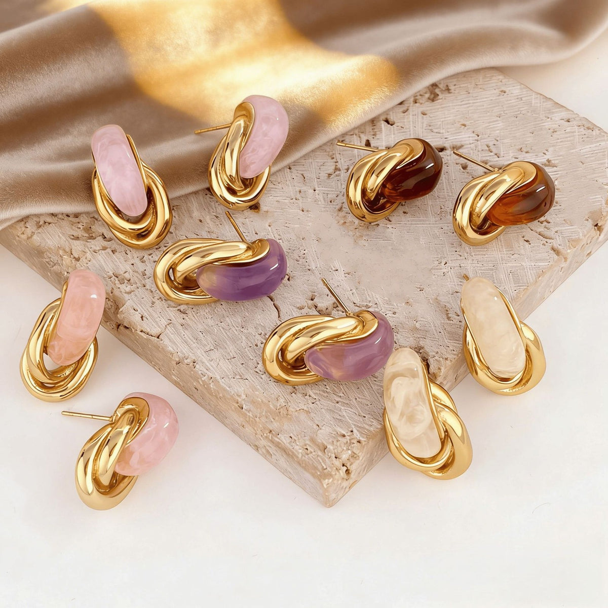 Classy Twisted Acrylic Hoop Earrings