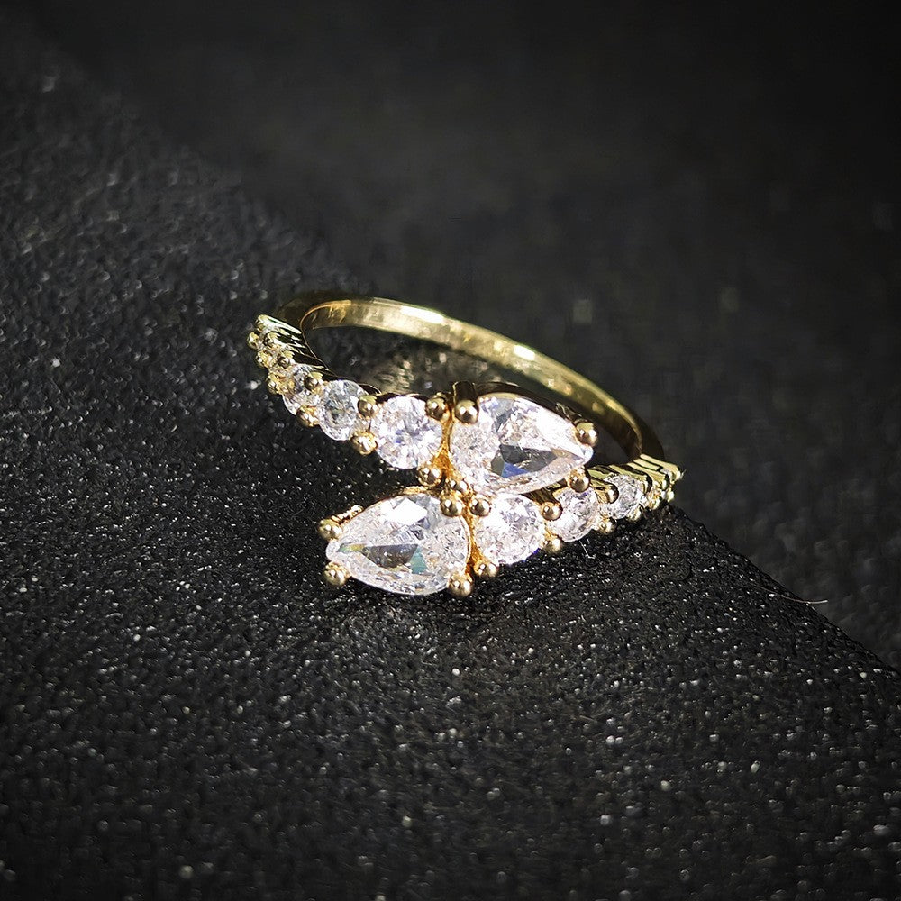 Classy Marquise Zirconia Snake Bypass Ring