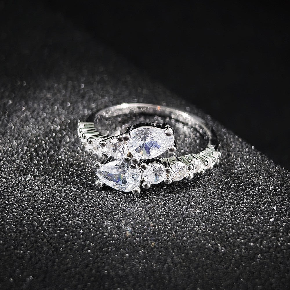 Classy Marquise Zirconia Snake Bypass Ring