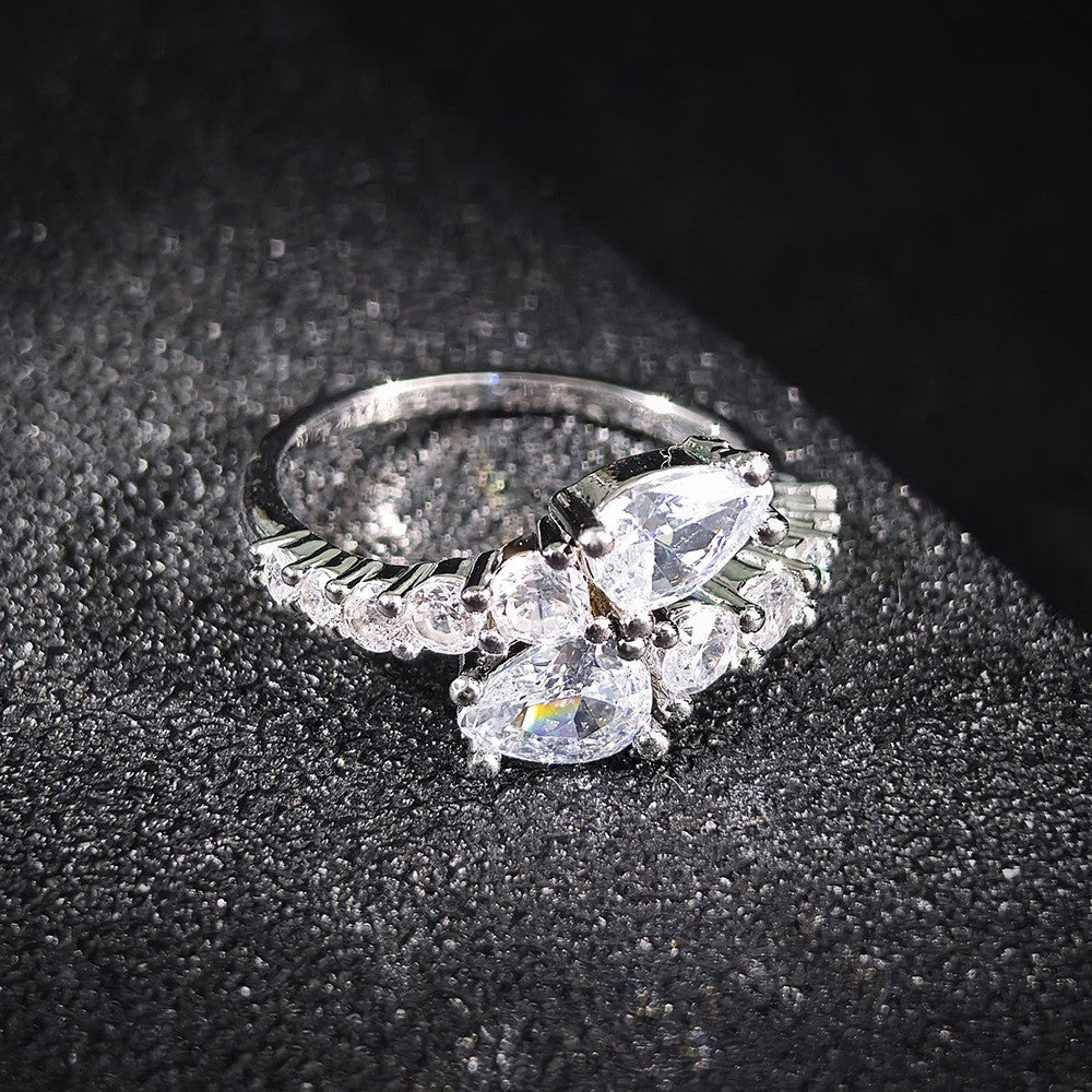 Classy Marquise Zirconia Snake Bypass Ring