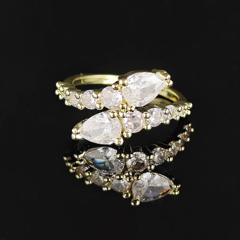 Classy Marquise Zirconia Snake Bypass Ring