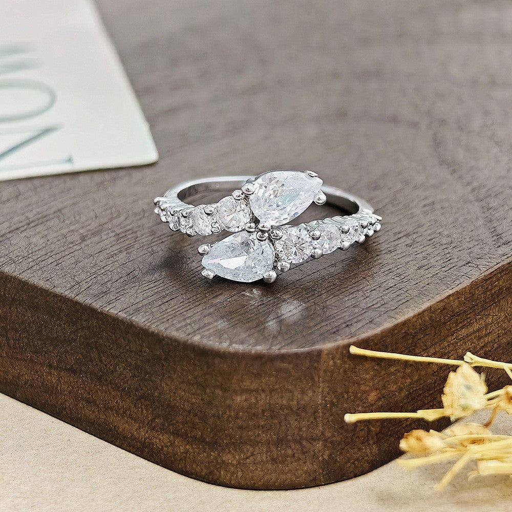 Classy Marquise Zirconia Snake Bypass Ring