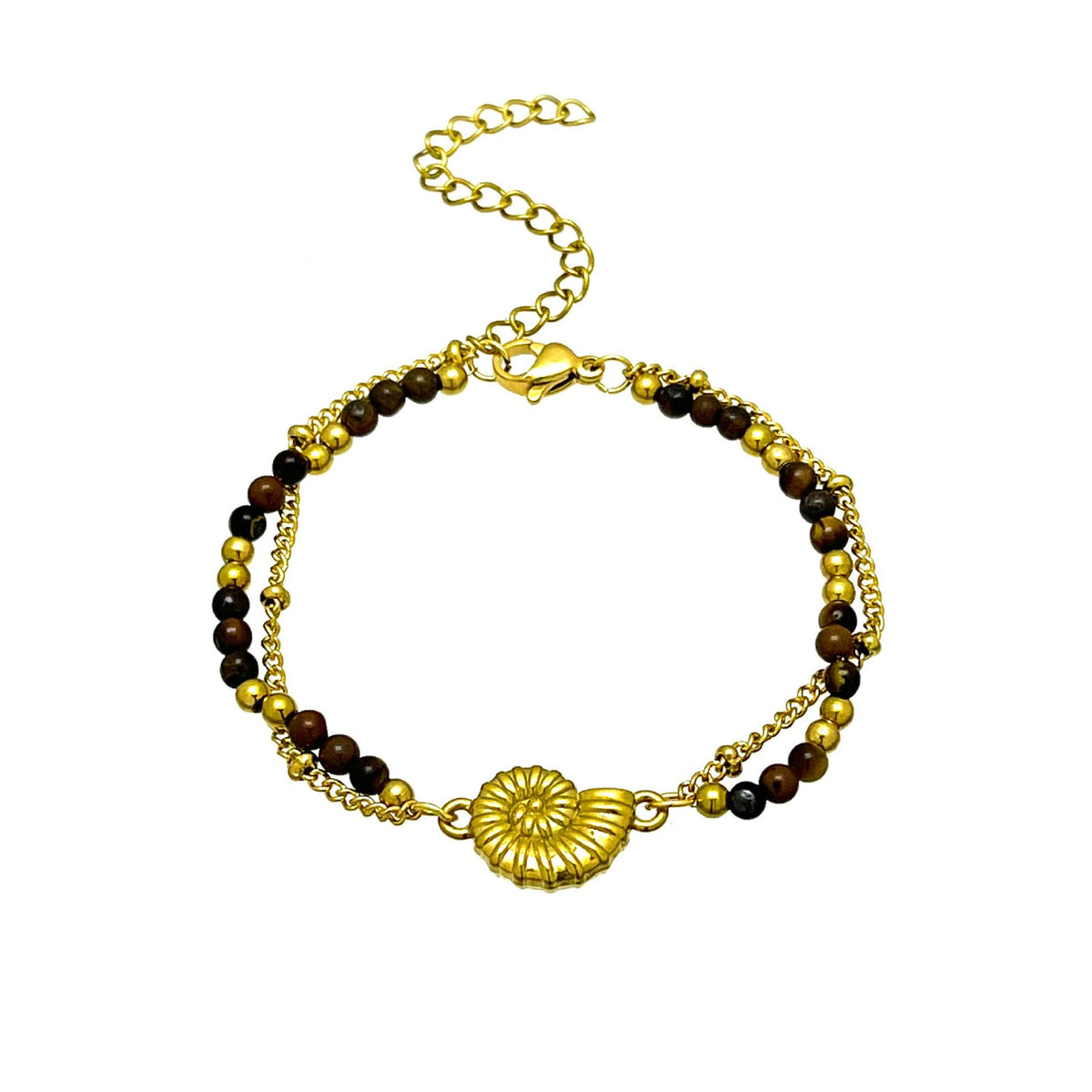 Boho Tiger Eye Sea Turtle & Shell Bracelet Set