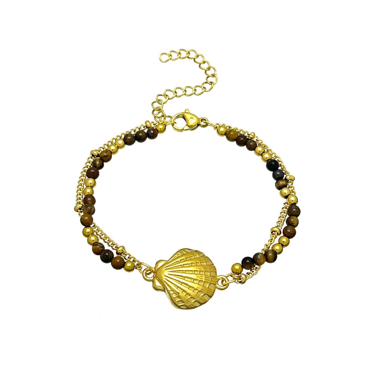 Boho Tiger Eye Sea Turtle & Shell Bracelet Set