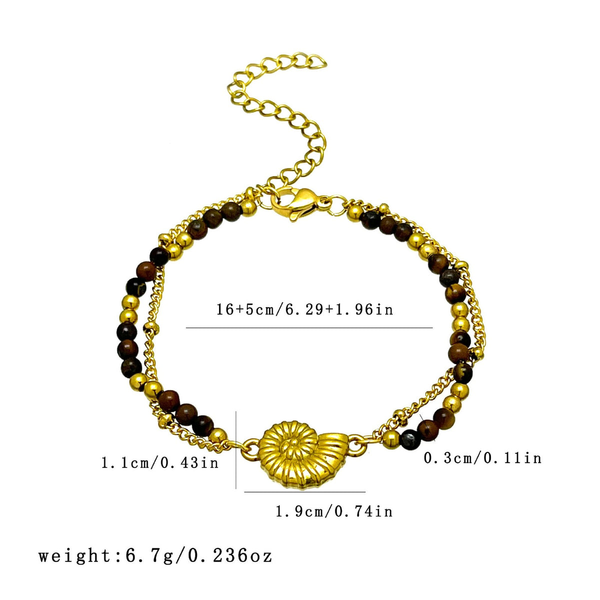 Boho Tiger Eye Sea Turtle & Shell Bracelet Set