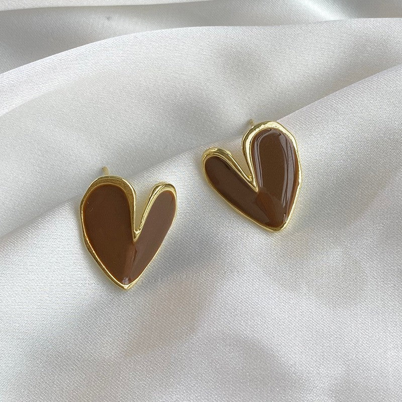 Classy Brown Enamel Geometric Earring Set