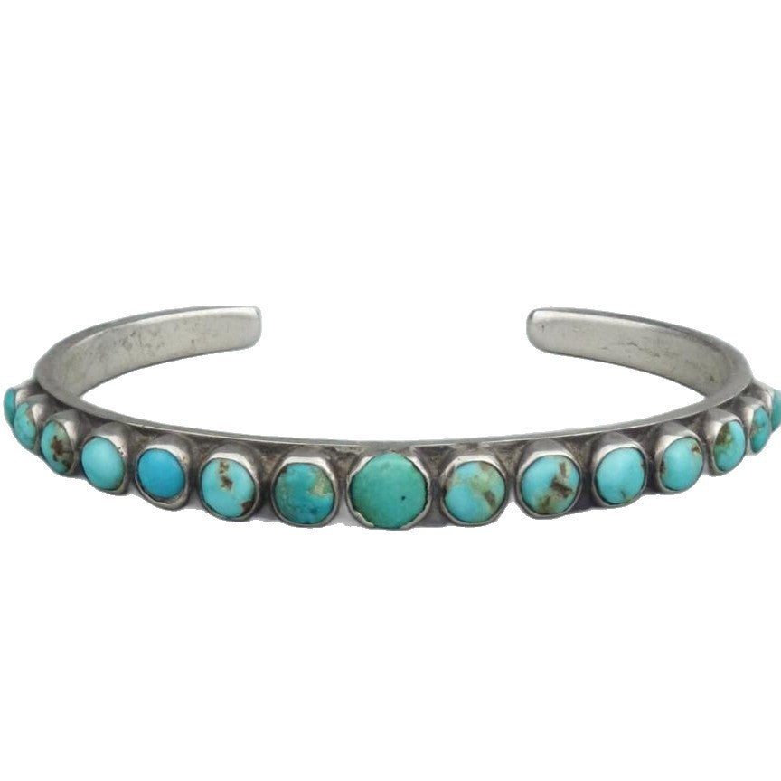 Retro Turquoise Stone Open Cuff Bracelet