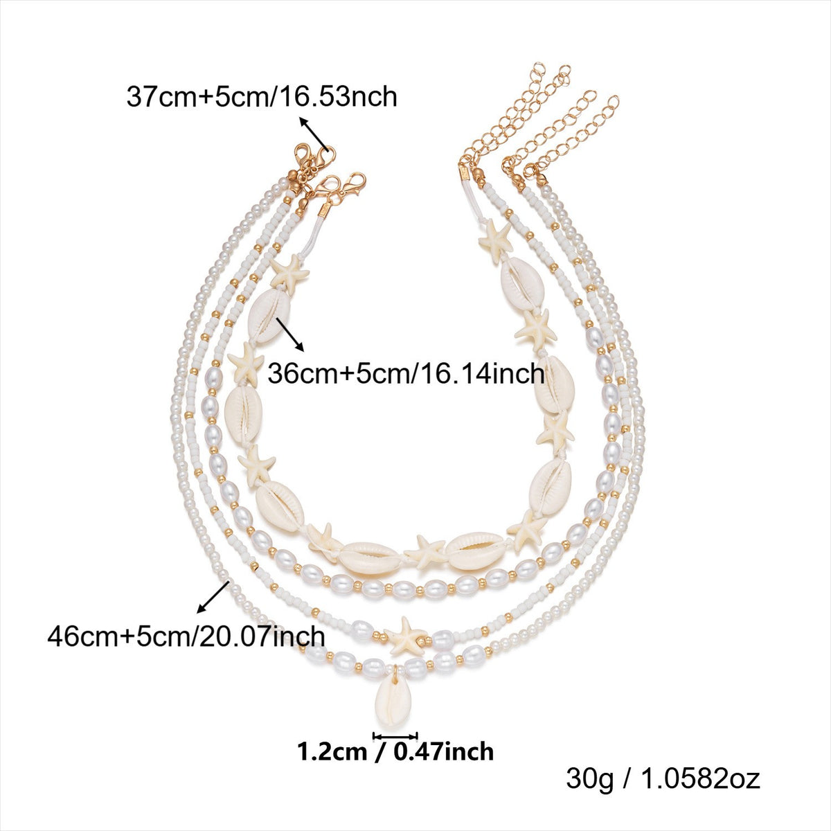 Boho Layered Shell & Starfish Necklace Set