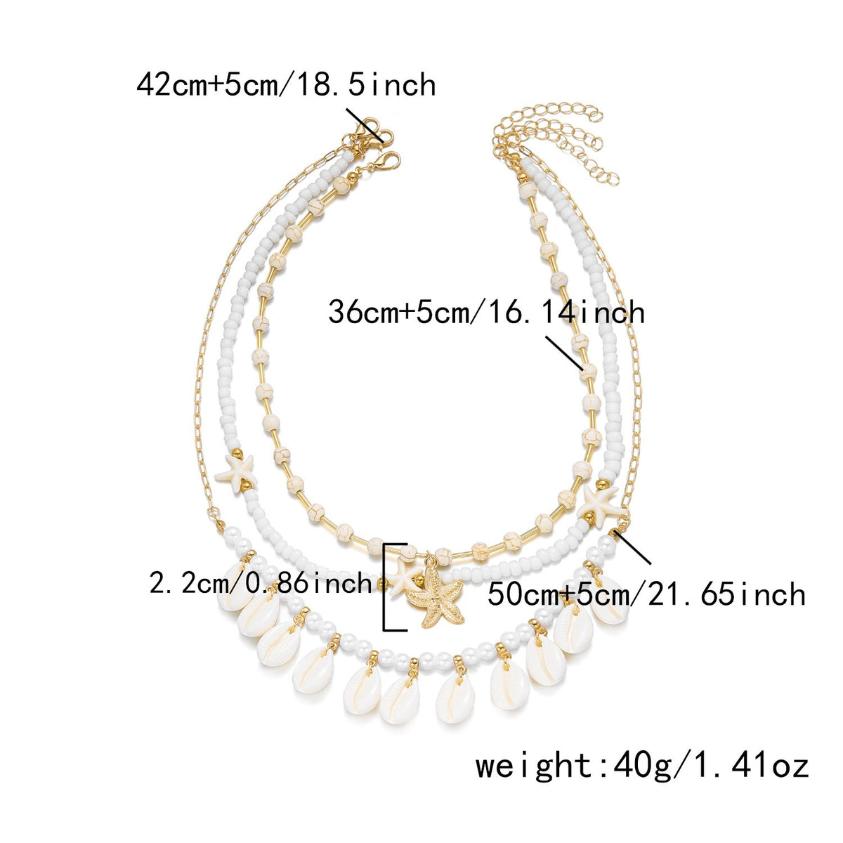 Boho Layered Shell & Starfish Necklace Set