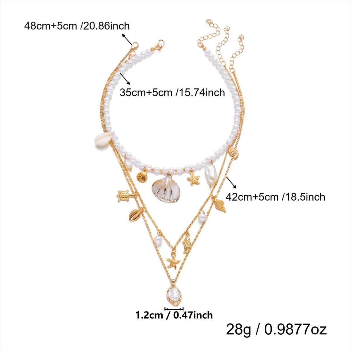 Boho Layered Shell & Starfish Necklace Set