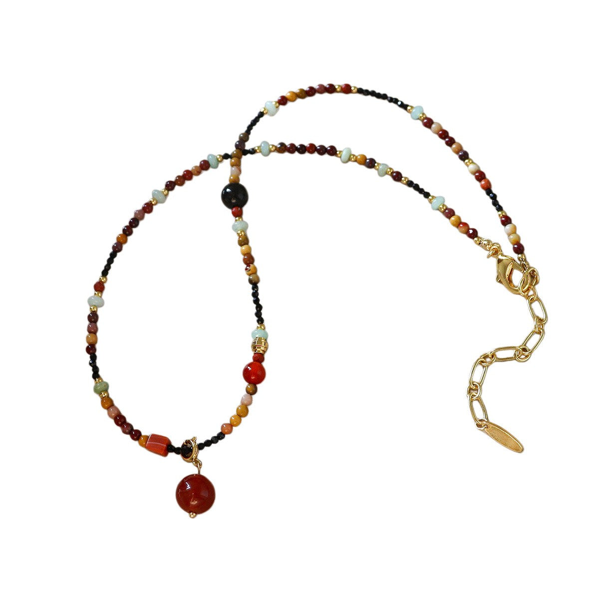Boho Multicolor Agate Beaded Necklace