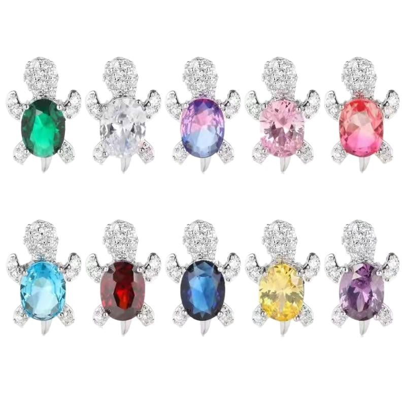 Dainty Crystal Turtle Stud Earrings