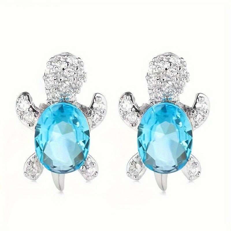 Dainty Crystal Turtle Stud Earrings