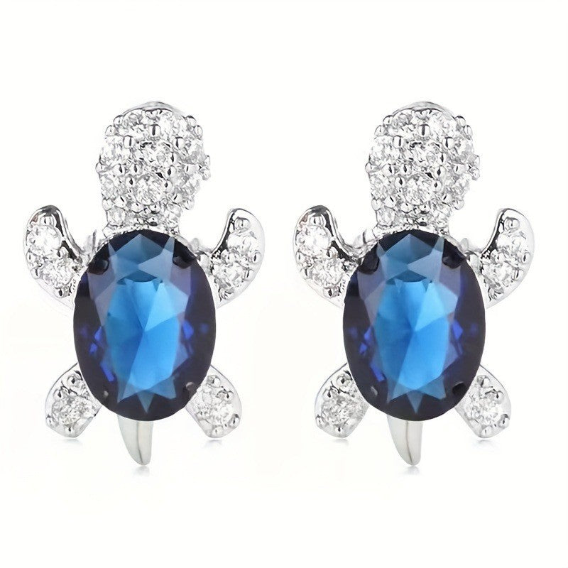Dainty Crystal Turtle Stud Earrings