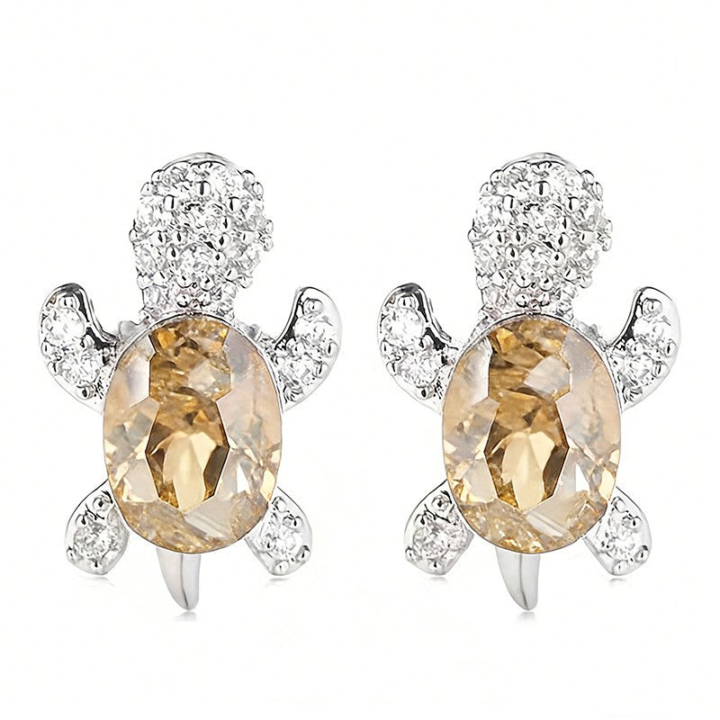 Dainty Crystal Turtle Stud Earrings