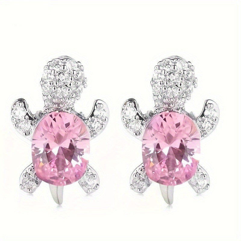Dainty Crystal Turtle Stud Earrings
