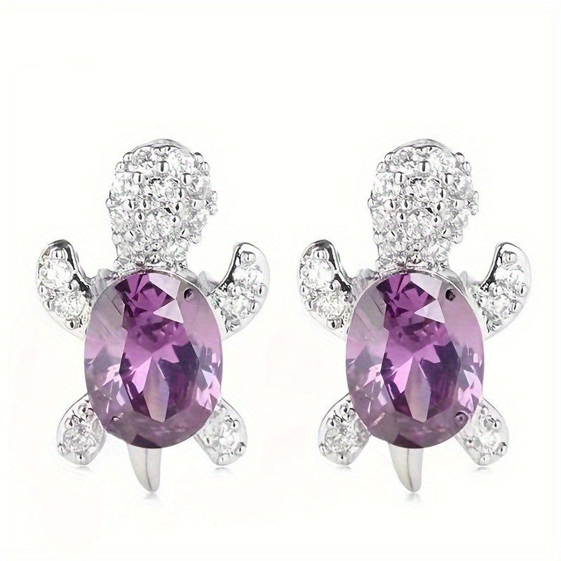 Dainty Crystal Turtle Stud Earrings