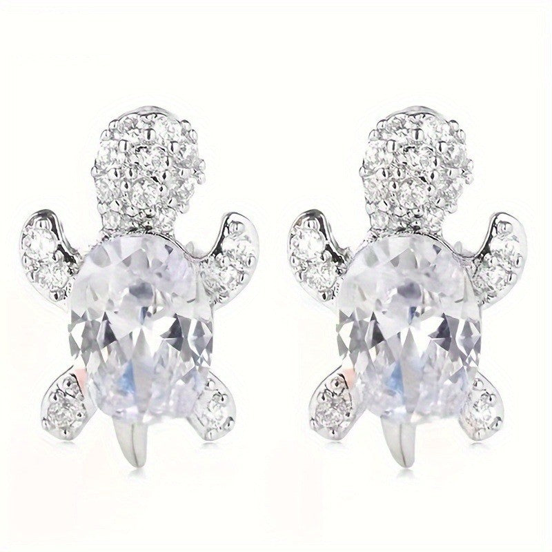 Dainty Crystal Turtle Stud Earrings