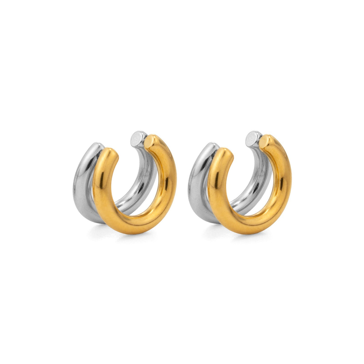 18k Classy Two Tone Double Band Ear Cuff