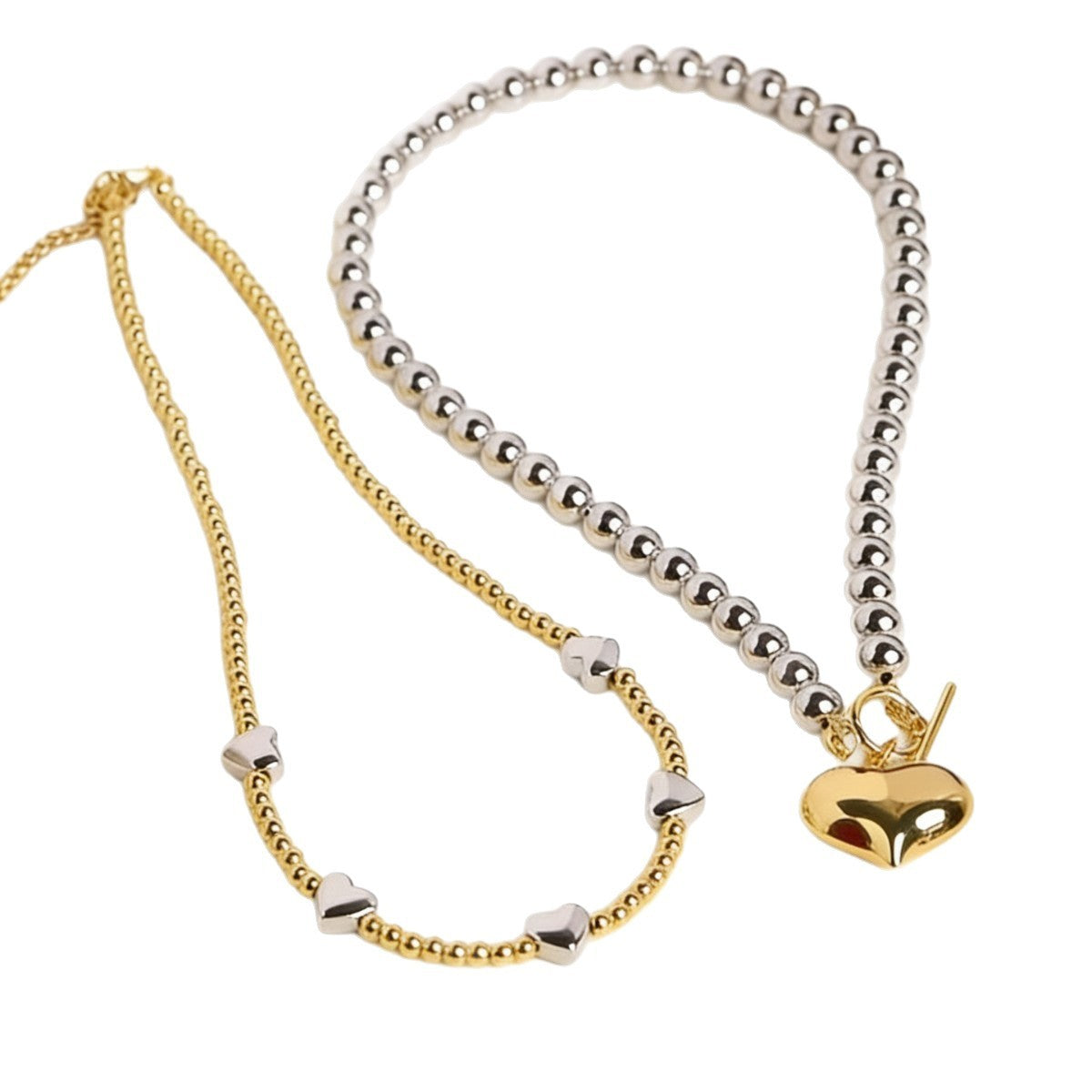 Classy Multi-Layer Beaded Heart Necklace
