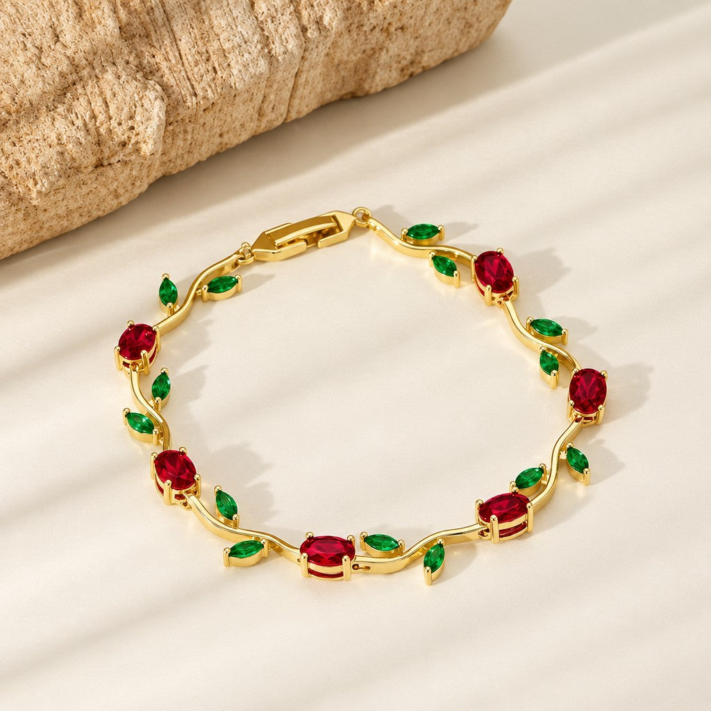 Dainty Cubic Zirconia Vine Leaf Bracelet