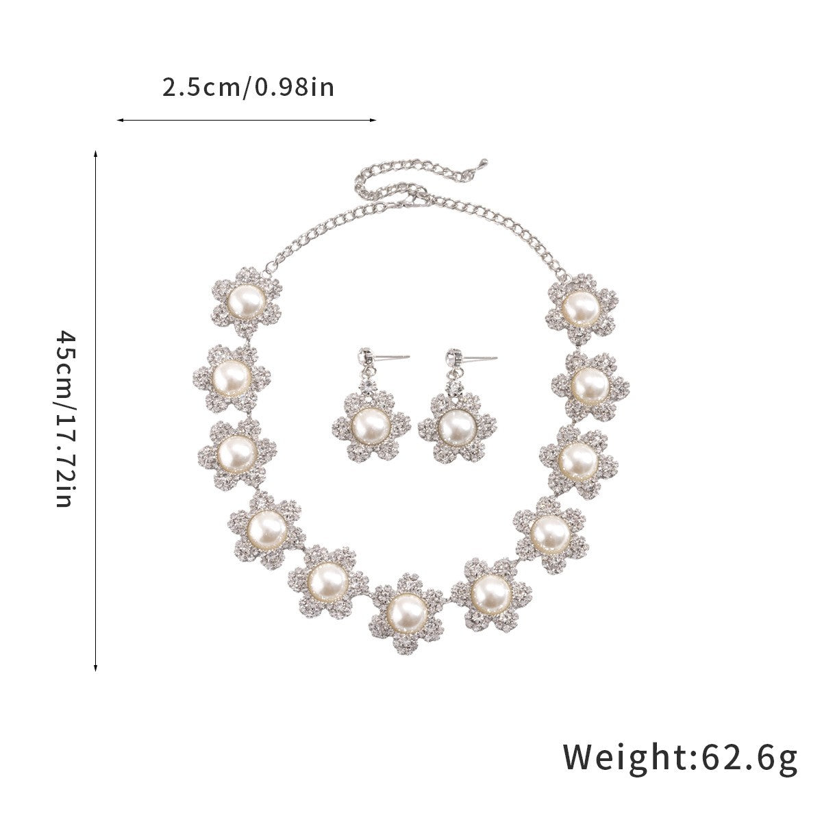 Romantic Pearl Flower Necklace & Earring Set