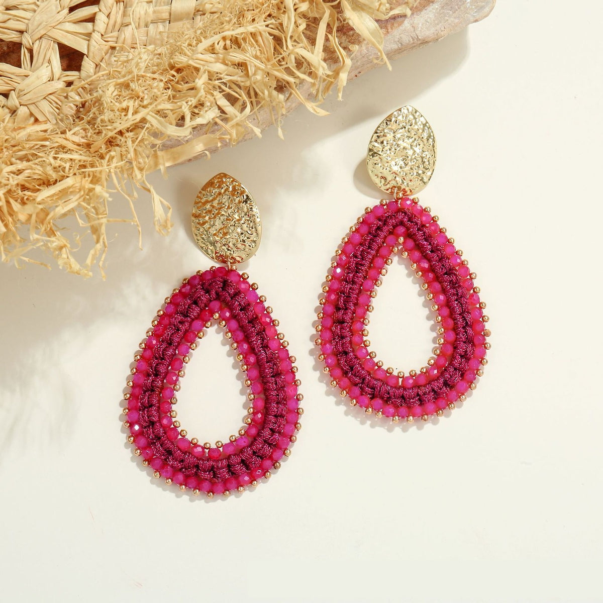 Boho Mint Beaded Teardrop Earrings