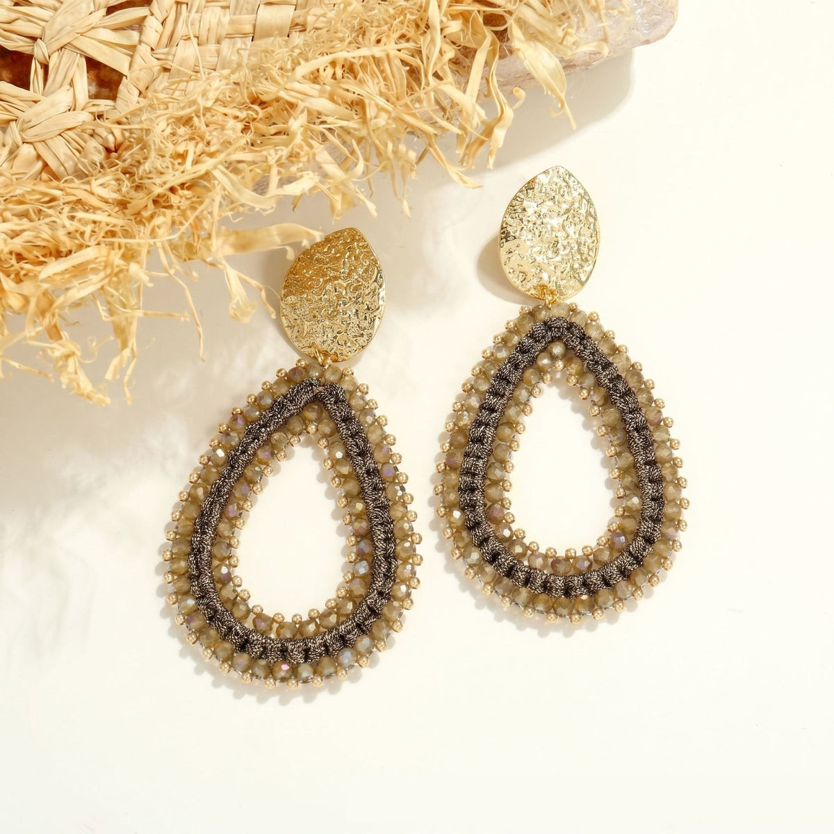 Boho Mint Beaded Teardrop Earrings
