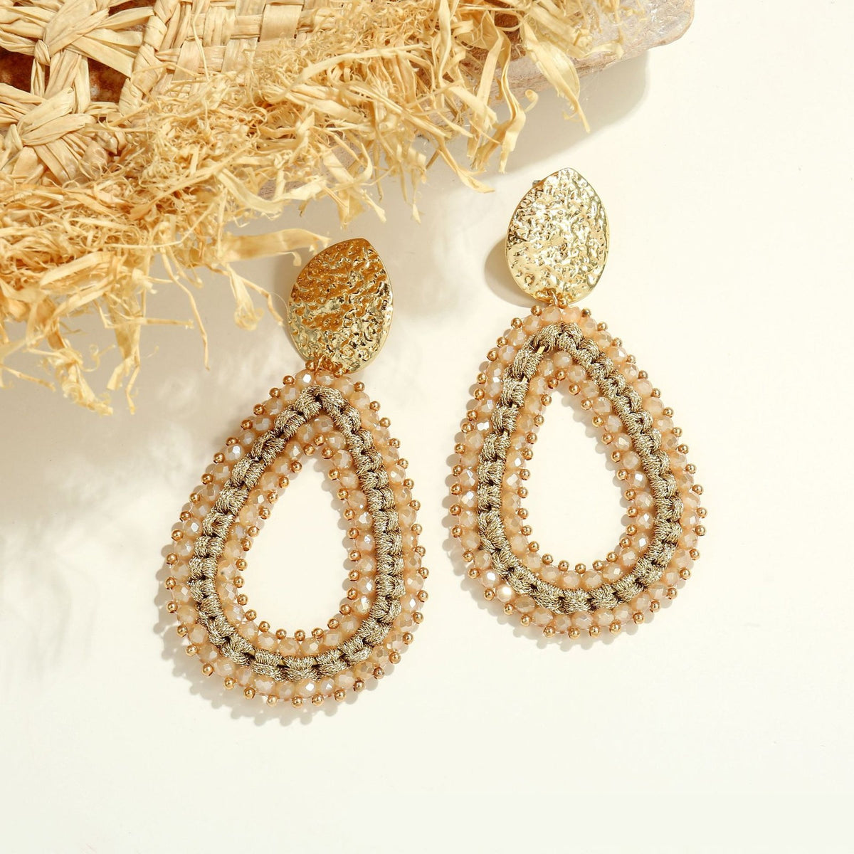 Boho Mint Beaded Teardrop Earrings