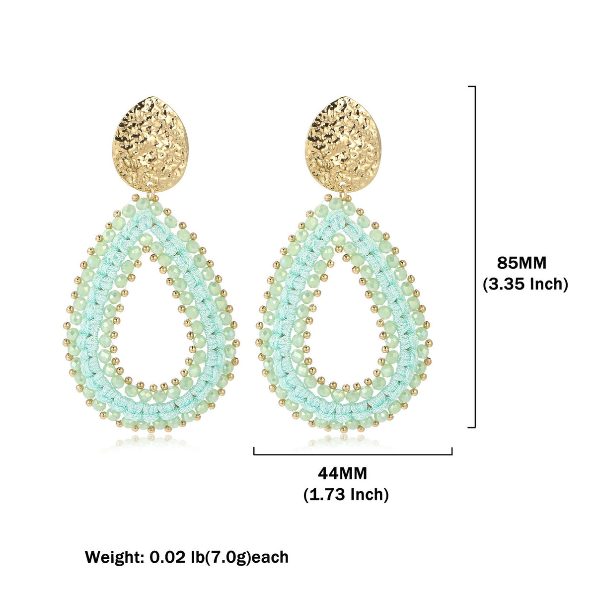 Boho Mint Beaded Teardrop Earrings