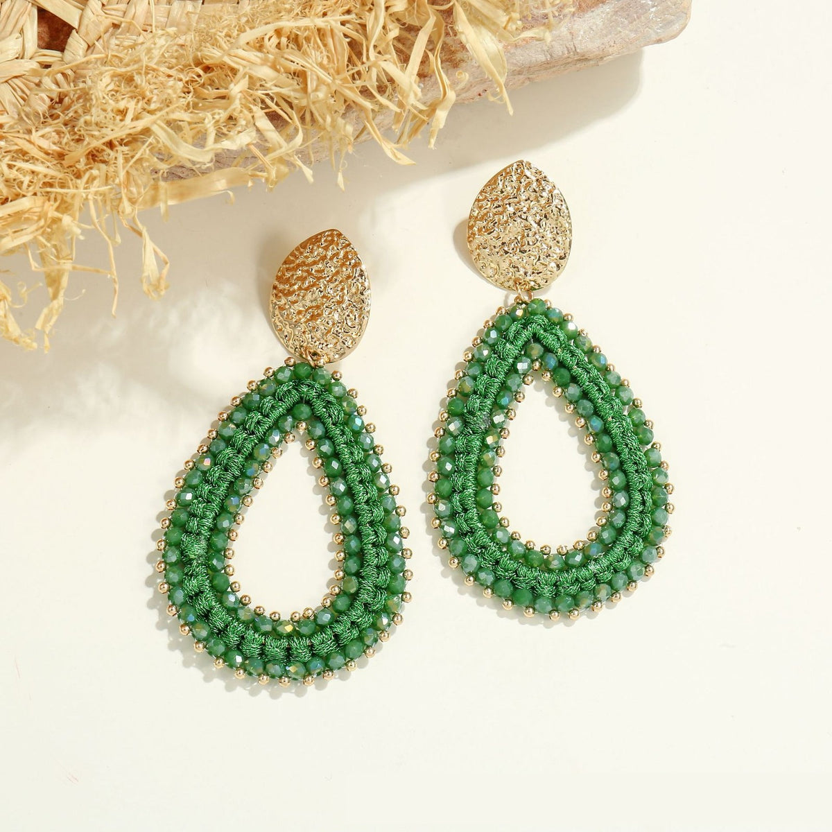 Boho Mint Beaded Teardrop Earrings