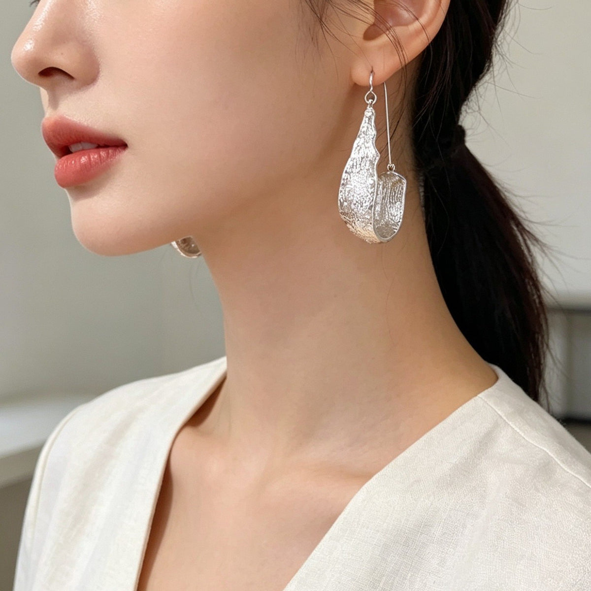 Vintage Inspired Textured Leaf Dangle Earrings