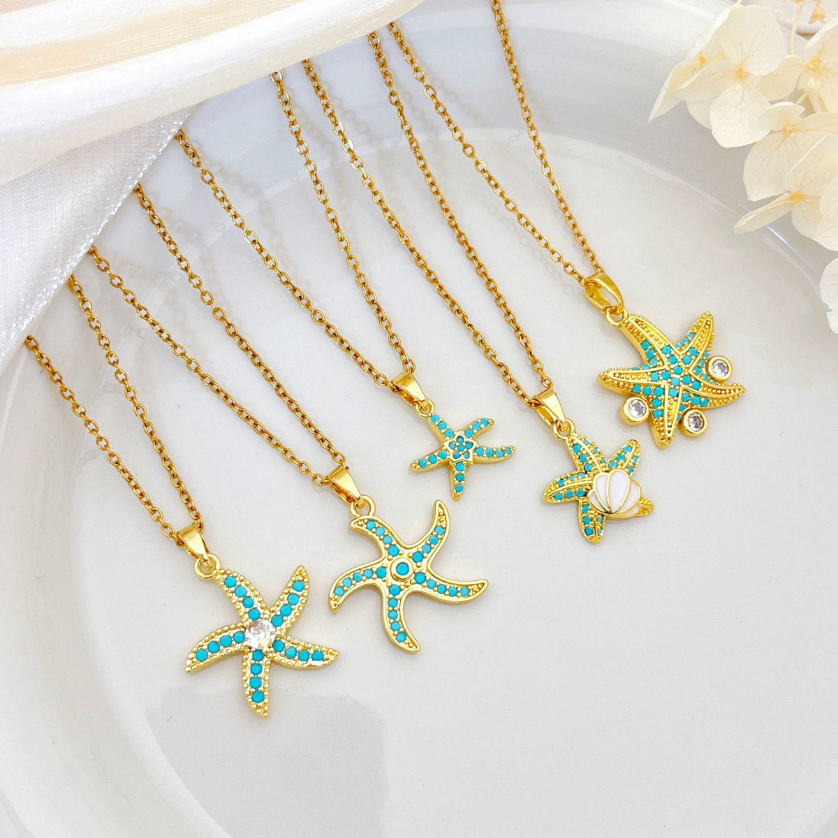Dainty Turquoise Starfish Necklace