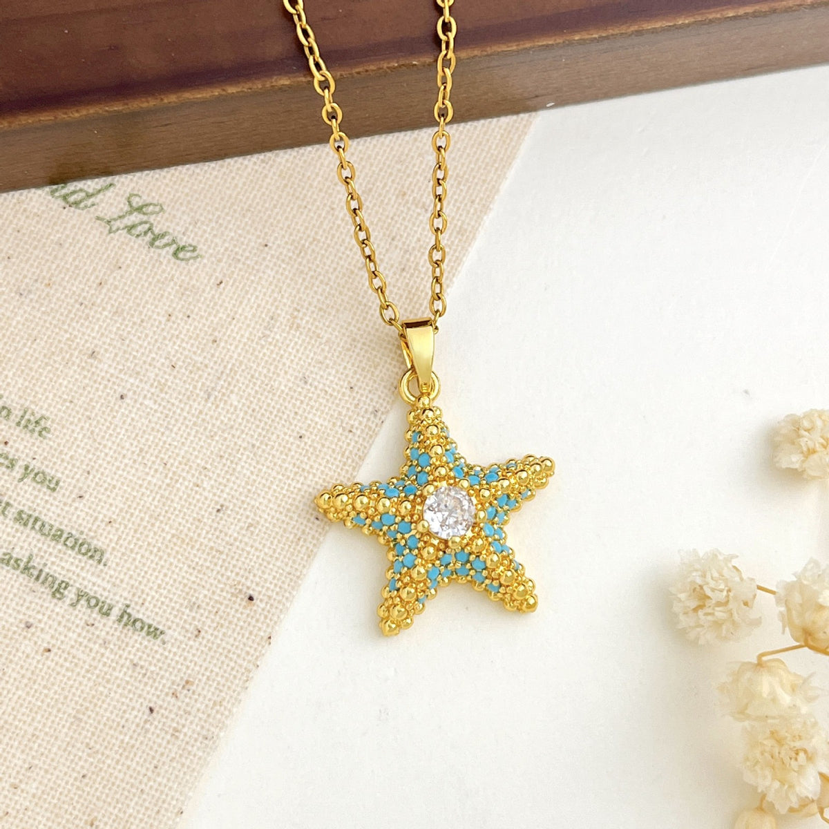 Dainty Turquoise Starfish Necklace
