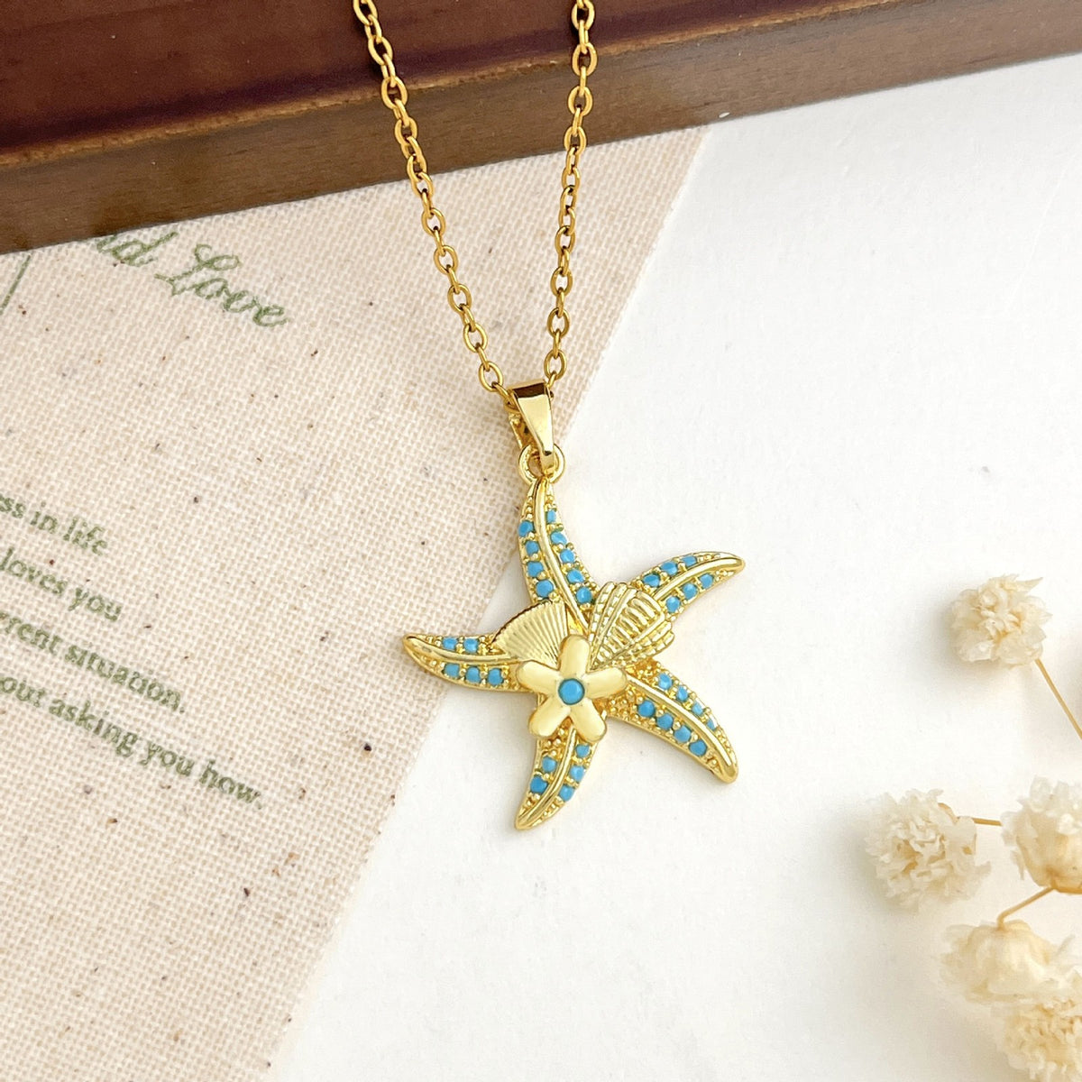 Dainty Turquoise Starfish Necklace