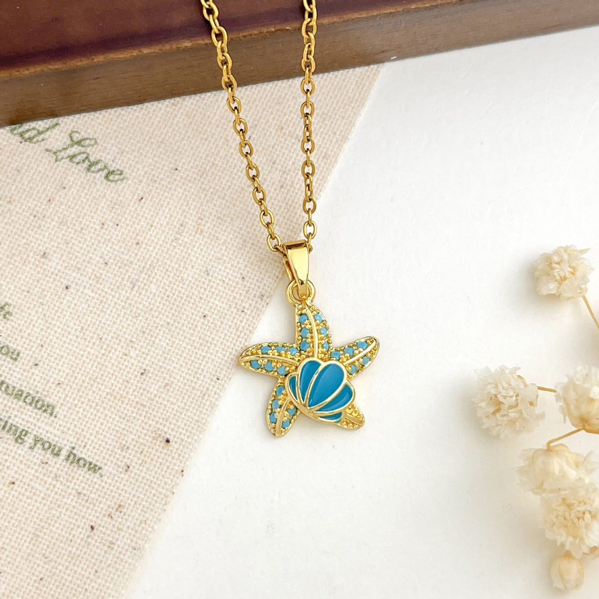 Dainty Turquoise Starfish Necklace