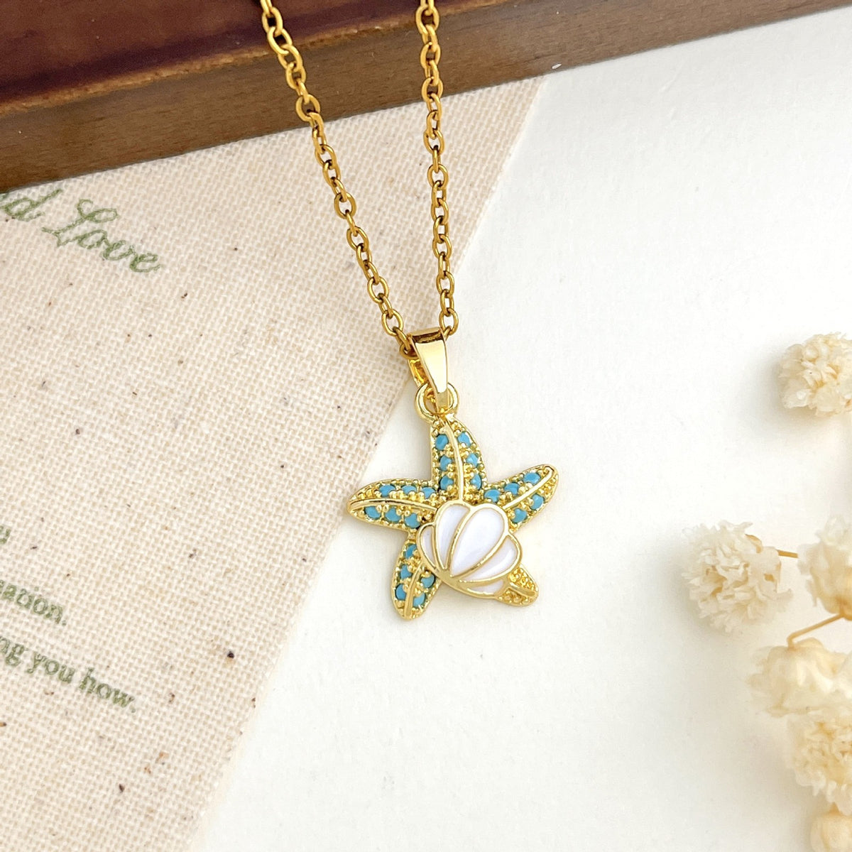 Dainty Turquoise Starfish Necklace