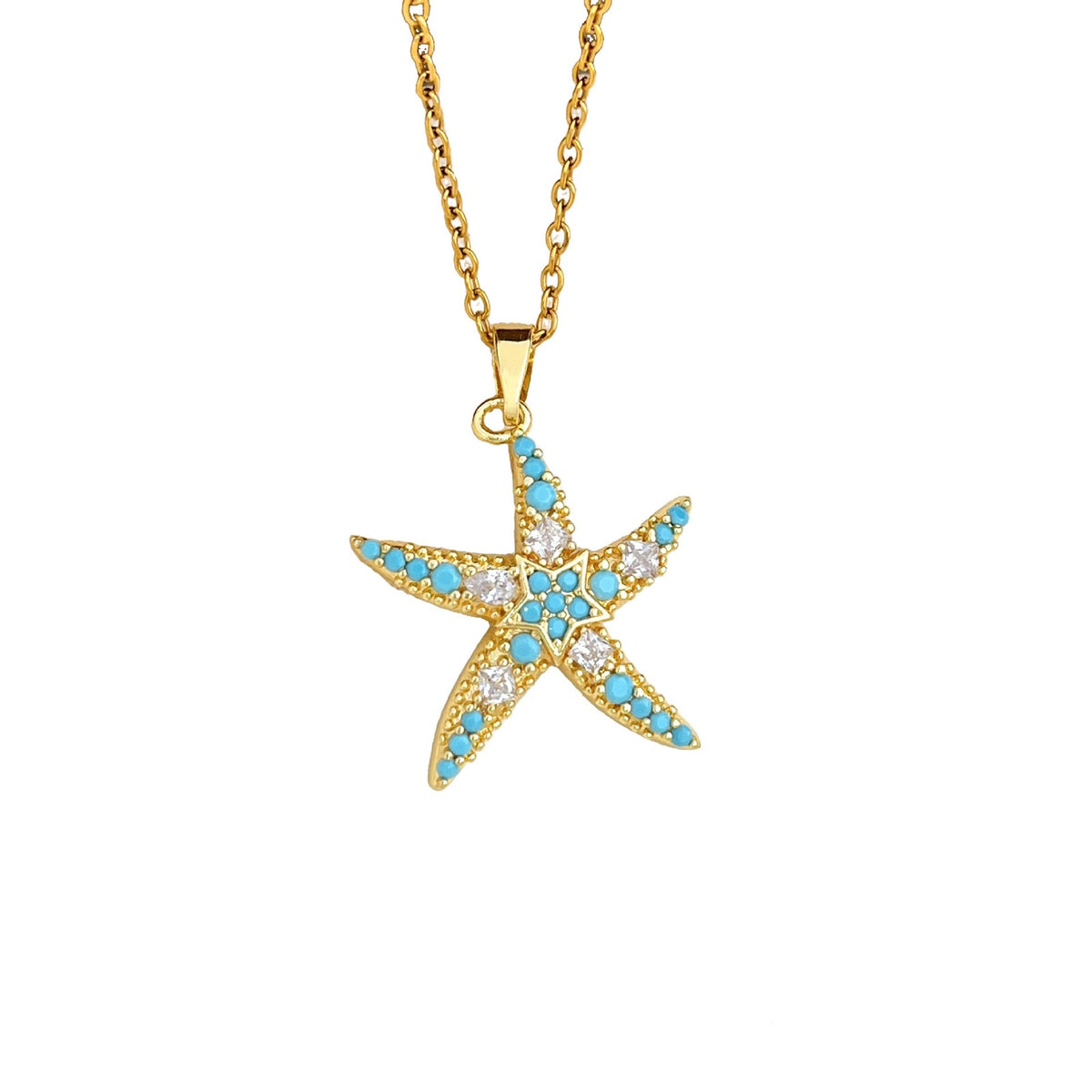 Dainty Turquoise Starfish Necklace