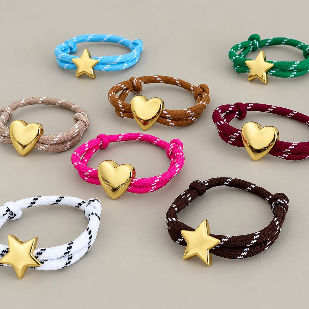 Boho Braided Star and Heart Bracelet