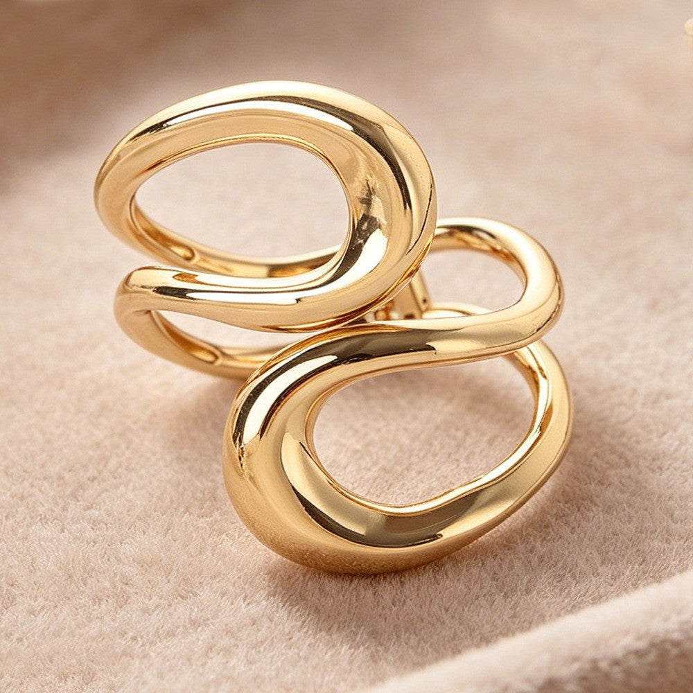 Classy Sculptural Wave Open Bangle