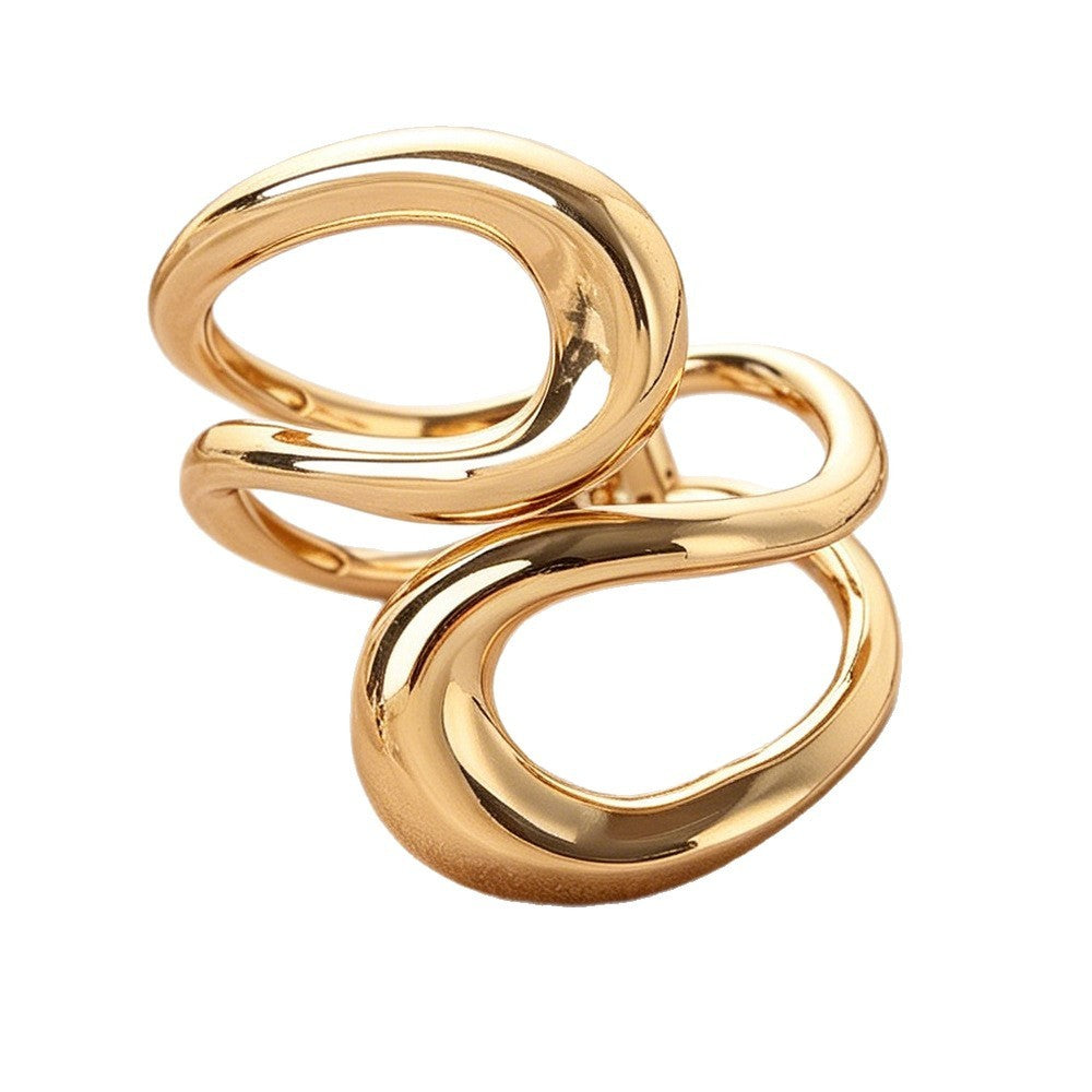 Classy Sculptural Wave Open Bangle