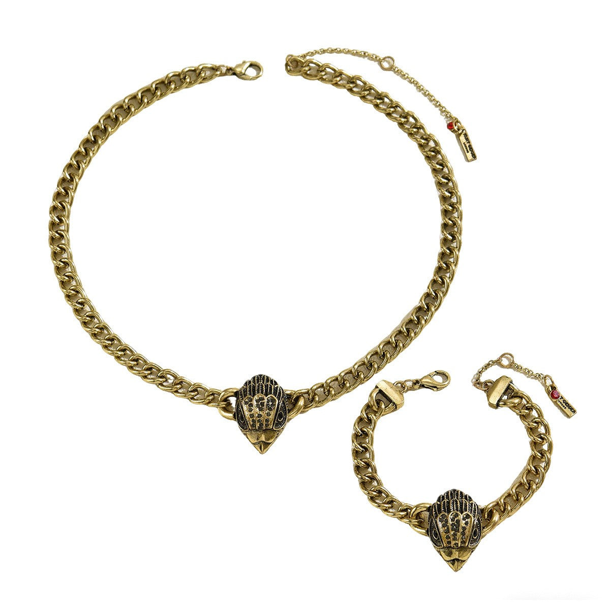 Classy Vintage Eagle Head Necklace Bracelet Set