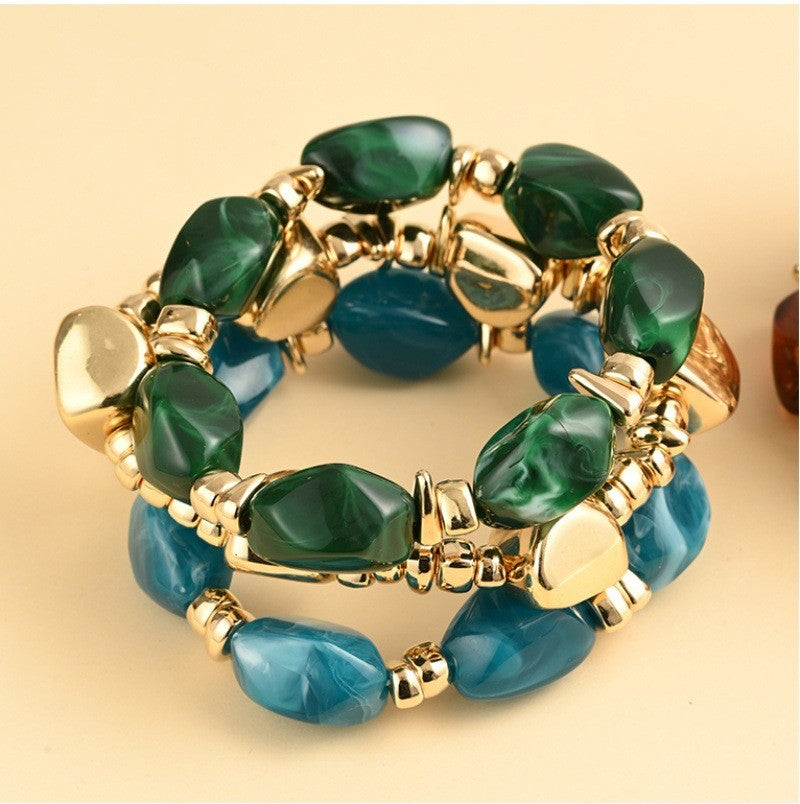 Classy Geometric Resin Stretch Bracelet Set