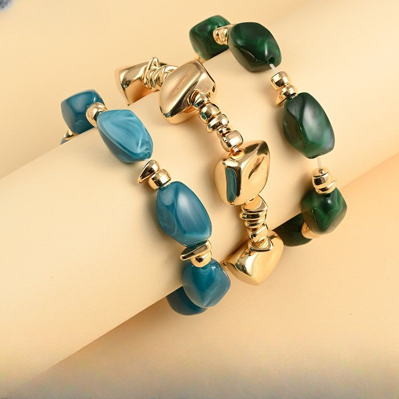 Classy Geometric Resin Stretch Bracelet Set